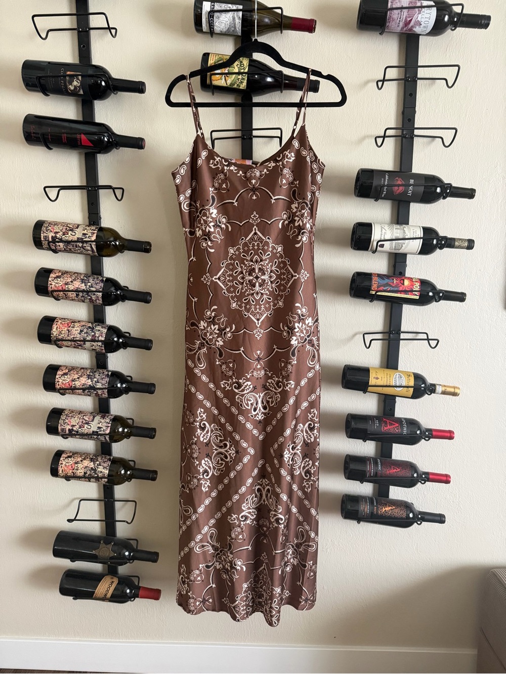 Sincerely Jules Brown Paisley Slip Midi Dress